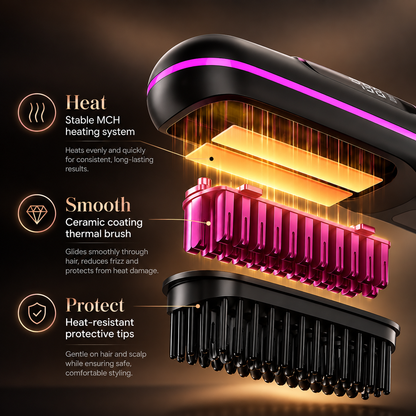 Teckwe Cordless SmoothStyle Pro – Rechargeable Hair Straightening Brush