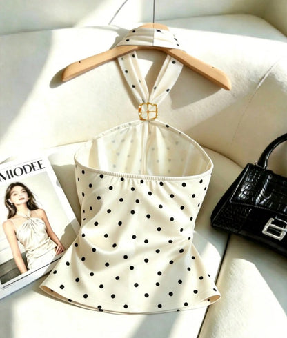Unity Apricot Polka Dot Ruched Strapless Top