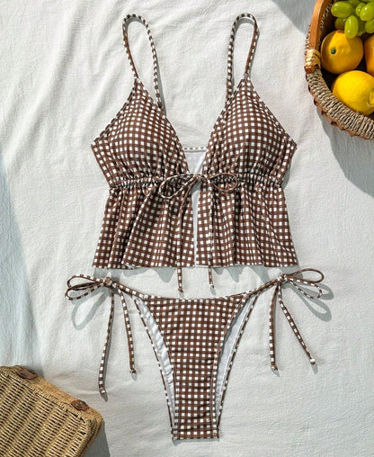 Noir Tie-Front Bikini Top