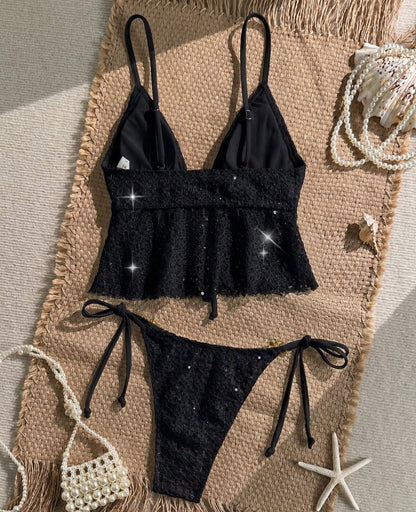 Noir Tie-Front Bikini Top