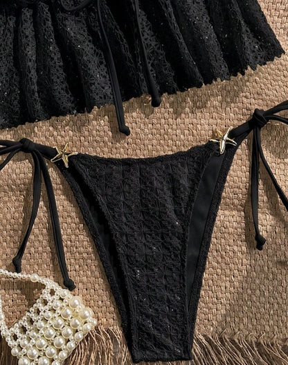 Noir Tie-Front Bikini Top
