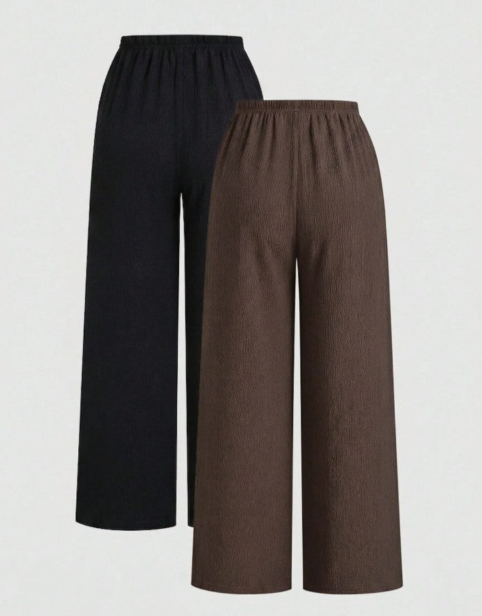Textured Wide Leg Pants