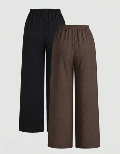 Textured Wide Leg Pants