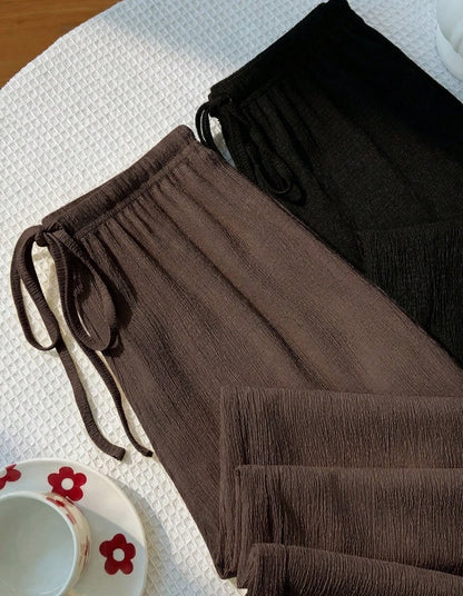 Textured Wide Leg Pants
