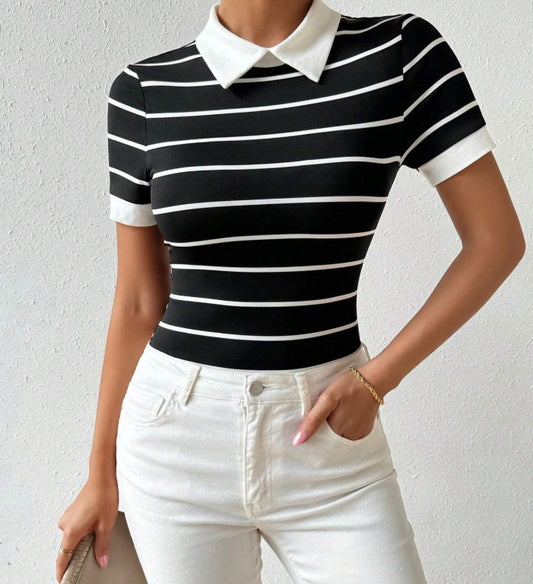 Colour-Black Polo Top