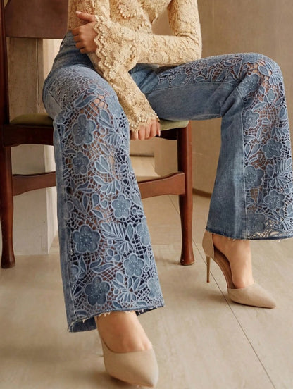 Luxury Embroidered Straight Leg Pants