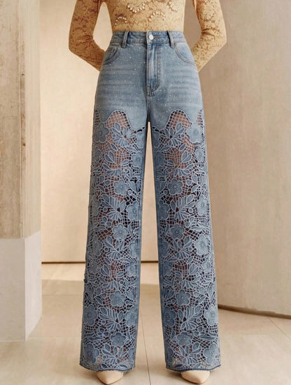 Luxury Embroidered Straight Leg Pants