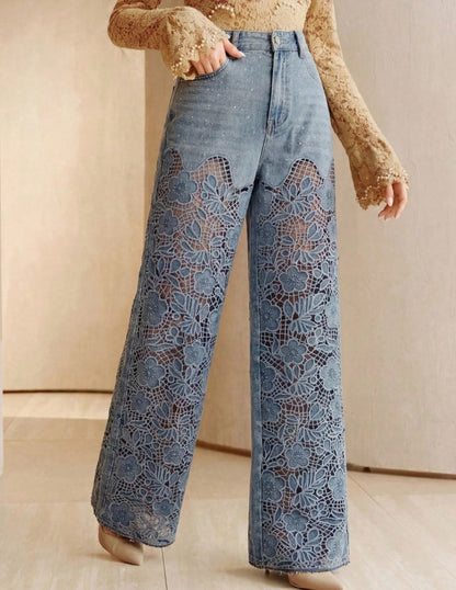 Luxury Embroidered Straight Leg Pants