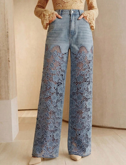 Luxury Embroidered Straight Leg Pants