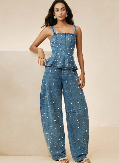 Luxury Pearl Beaded Summer Outfit