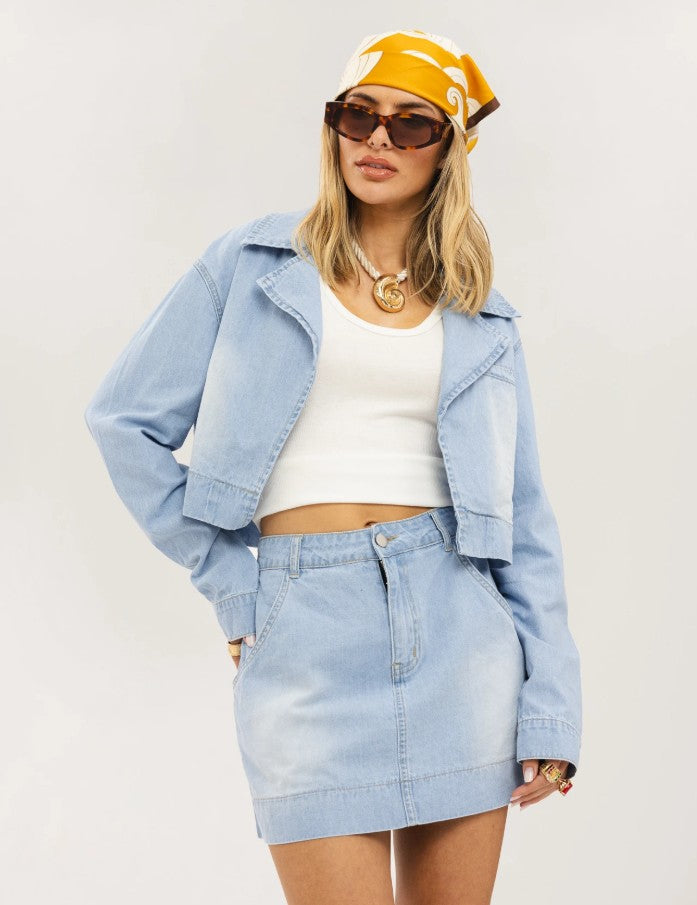 Denim Blazer & Mini Skirt Set