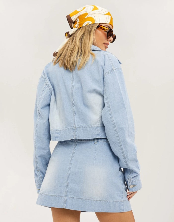 Denim Blazer & Mini Skirt Set