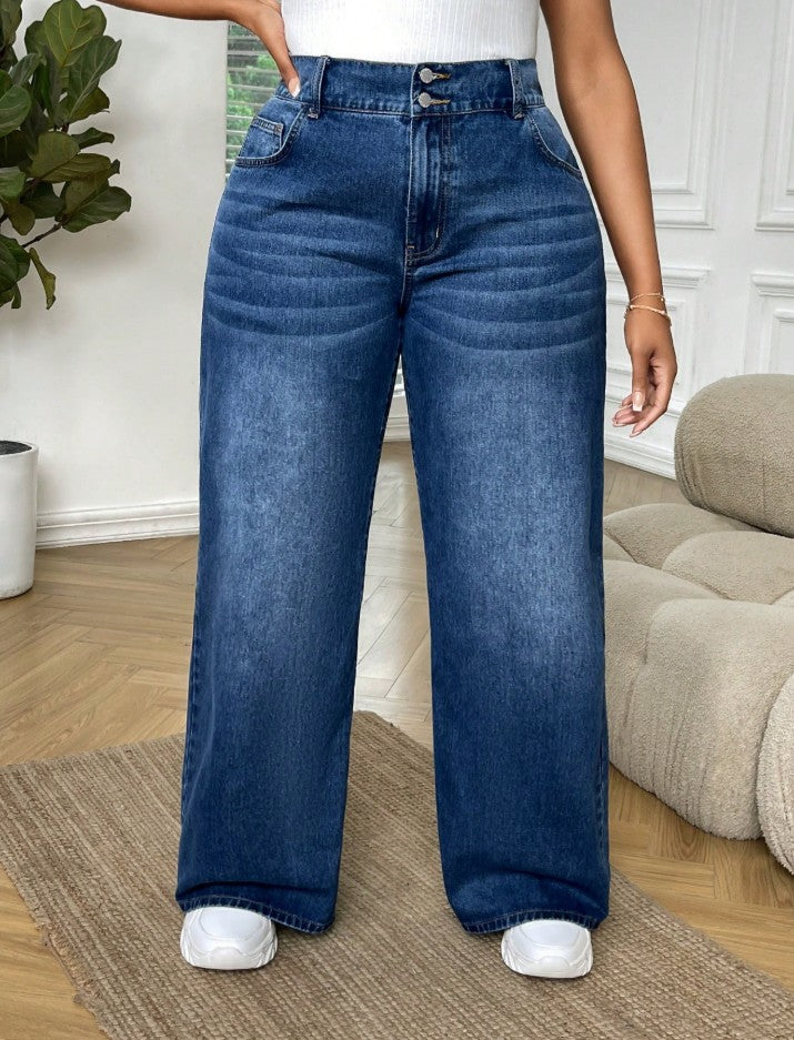 ICON Plus Slant Pocket Wide Leg Jeans