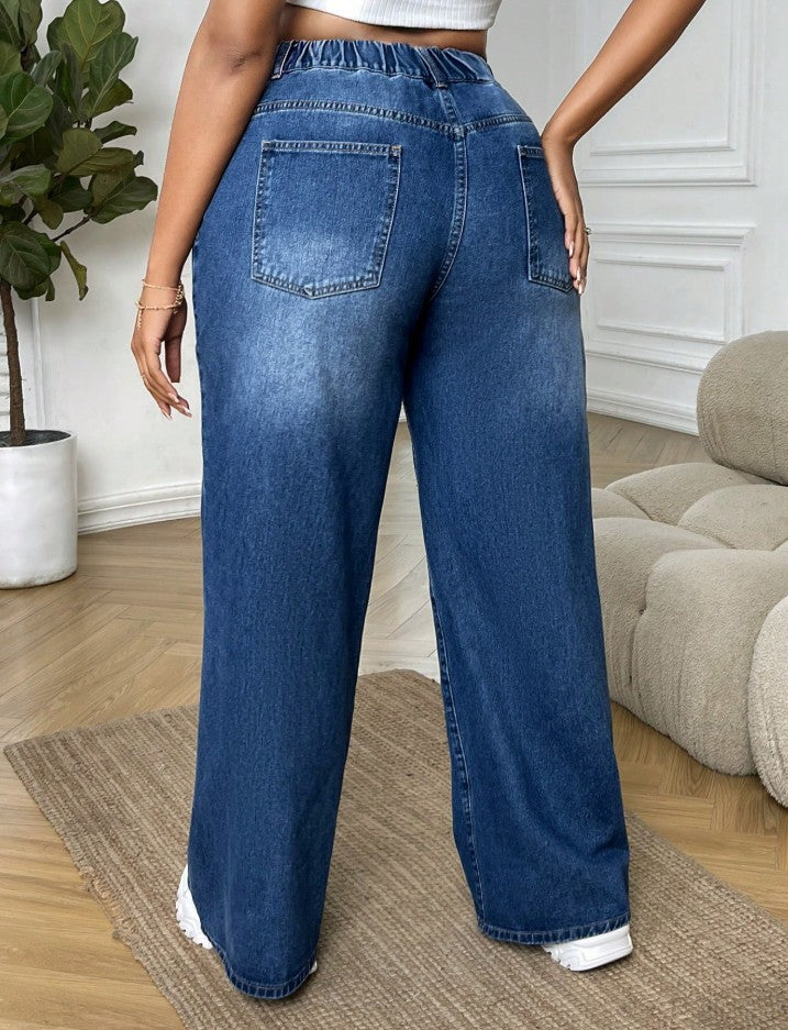 ICON Plus Slant Pocket Wide Leg Jeans