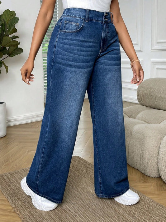 ICON Plus Slant Pocket Wide Leg Jeans