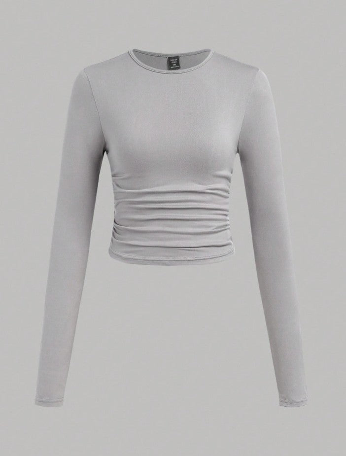 3-Piece Ruched Long Sleeve T-Shirt Set