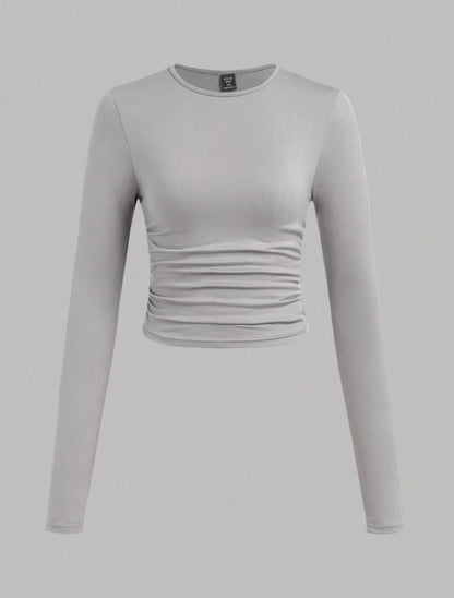 3-Piece Ruched Long Sleeve T-Shirt Set