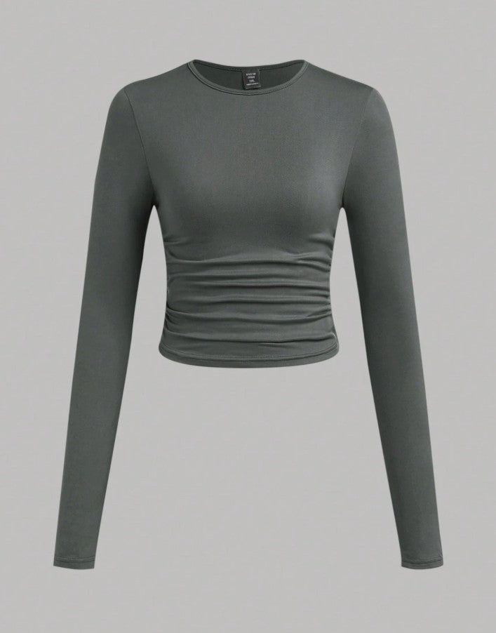 3-Piece Ruched Long Sleeve T-Shirt Set