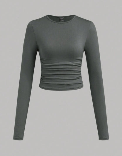3-Piece Ruched Long Sleeve T-Shirt Set