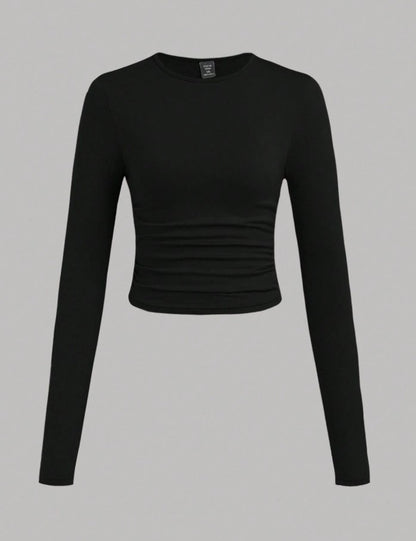 3-Piece Ruched Long Sleeve T-Shirt Set