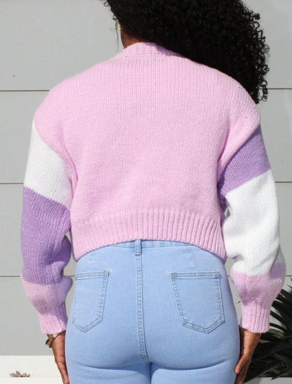 Slouchy Cropped Cardigan With Open Front,Long Sleeve Top