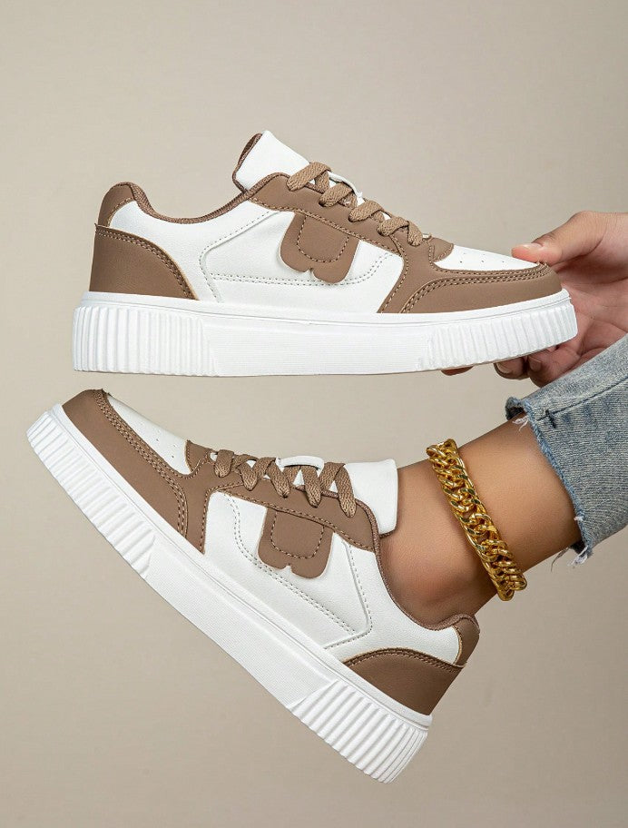 Casual Sneakers, Lace-Up Soft Sole Flat Comfortable Skateboard Shoes