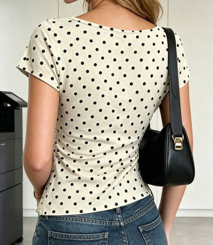 Women's Brown Shirt, Slim Fit Waist With Split Hem Top