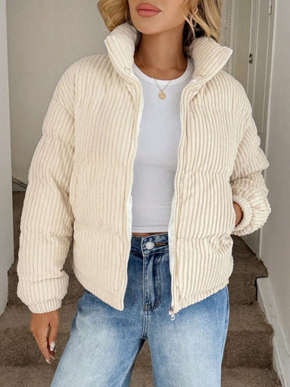 Easowa Zip Up Corduroy Padded Coat In Fall/Winter