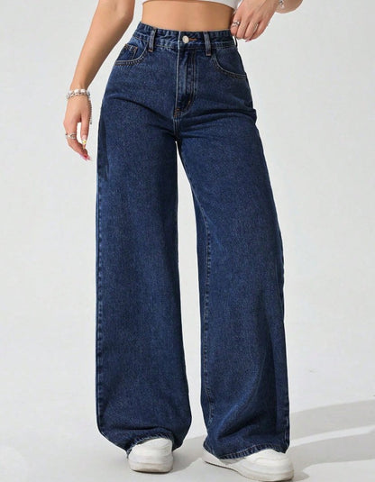 ICON Plus Size Women Vintage Washed Straight Leg Jeans