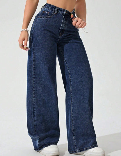 ICON Plus Size Women Vintage Washed Straight Leg Jeans