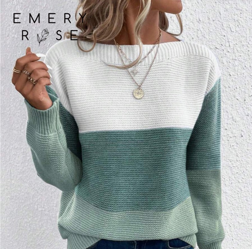 Block Drop Shoulder Sweater
