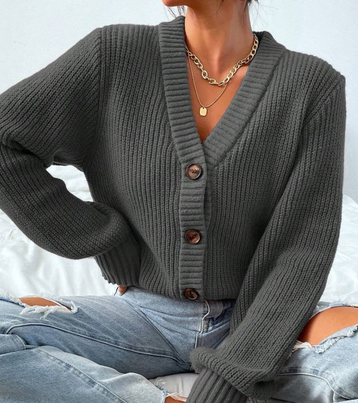 Modelyn Casual Versatile Solid Color Cardigan, Autumn/Winter